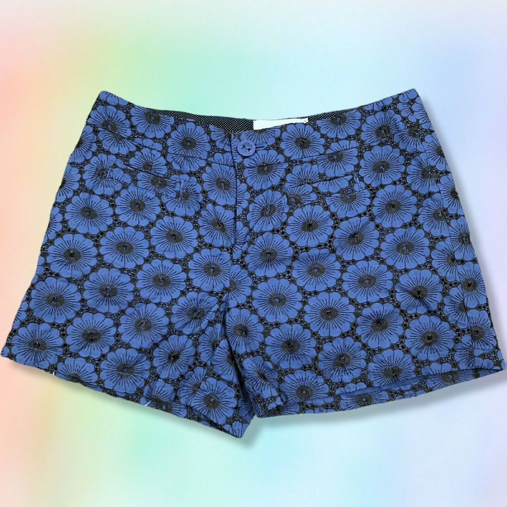 Anthropologie Elevenses Gerbera‎ Eyelet Shorts 2 blue mini